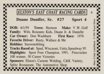 1992 Elston's East Coast Racing #6 Duane Dunifer, Sr. Back