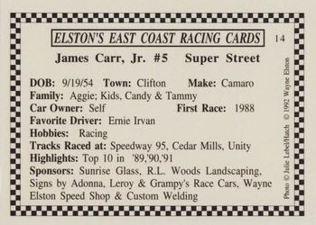 1992 Elston's East Coast Racing #14 James Carr, Jr. Back
