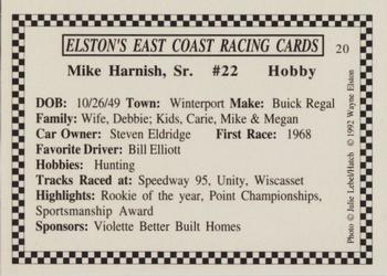 1992 Elston's East Coast Racing #20 Mike Harnish, Sr. Back