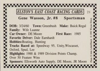1992 Elston's East Coast Racing #21 Gene Wasson, Jr. Back