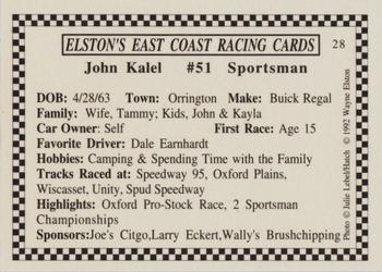 1992 Elston's East Coast Racing #28 John Kalel Back