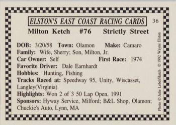 1992 Elston's East Coast Racing #36 Milton Ketch Back