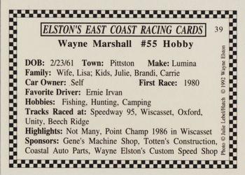 1992 Elston's East Coast Racing #39 Wayne Marshall Back