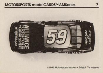 1992 Motorsports Modelcards AM Series - Premiere #7 Robert Pressley's Car Back