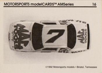 1992 Motorsports Modelcards AM Series - Premiere #16 Harry Gant's Car Back