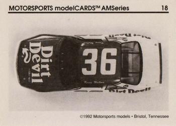 1992 Motorsports Modelcards AM Series - Premiere #18 Kenny Wallace's Car Back