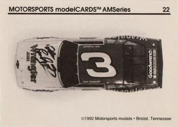1992 Motorsports Modelcards AM Series - Premiere #22 Dale Earnhardt's Car Back