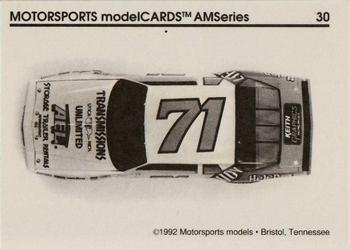 1992 Motorsports Modelcards AM Series - Premiere #30 Dave Marcis' Car Back