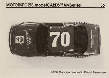1992 Motorsports Modelcards AM Series - Premiere #36 J.D. McDuffie's Car Back