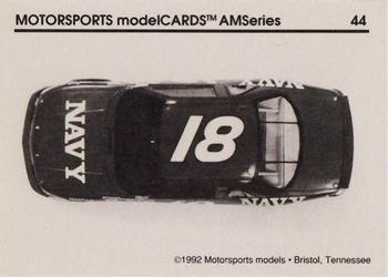 1992 Motorsports Modelcards AM Series - Premiere #44 Greg Sacks' Car Back