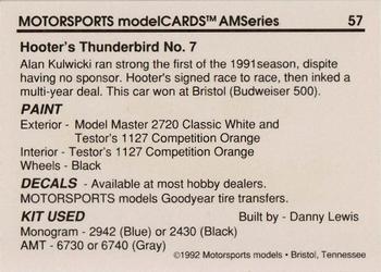 1992 Motorsports Modelcards AM Series - Premiere #57 Alan Kulwicki's Car Back