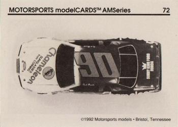 1992 Motorsports Modelcards AM Series - Premiere #72 Dick Brooks' Car Back