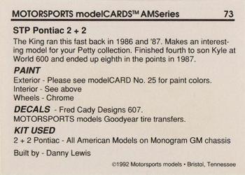 1992 Motorsports Modelcards AM Series - Premiere #73 Richard Petty's Car Back
