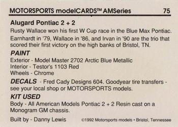 1992 Motorsports Modelcards AM Series - Premiere #75 Rusty Wallace's Car Back