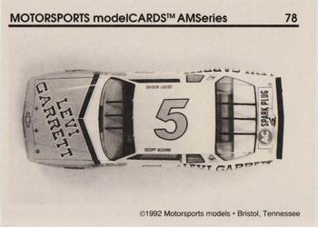 1992 Motorsports Modelcards AM Series - Premiere #78 Geoff Bodine's Car Back