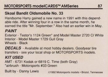 1992 Motorsports Modelcards AM Series - Premiere #87 Harry Gant's Car Back