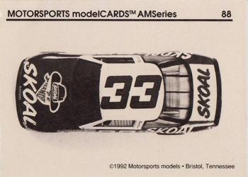 1992 Motorsports Modelcards AM Series - Premiere #88 Harry Gant's Car Back