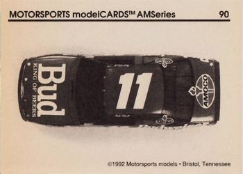 1992 Motorsports Modelcards AM Series - Premiere #90 Bill Elliott's Car Back