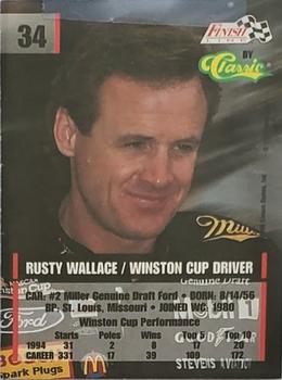 1995 Finish Line - Printer's Proof #34 Rusty Wallace Back