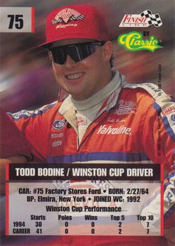 1995 Finish Line - Printer's Proof #75 Todd Bodine Back