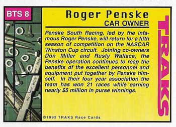 1995 Traks - Behind the Scenes Silver Foil #BTS 8 Roger Penske Back