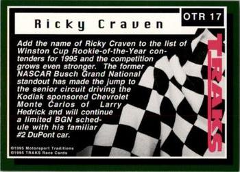 1995 Traks - On the Rise Silver Foil #OTR 17 Ricky Craven Back
