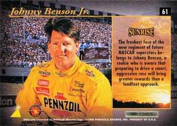 1996 Pinnacle Zenith - 24KT Artist Proof #61 Johnny Benson Back