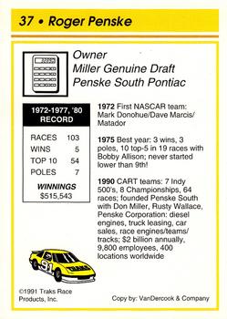 1991 Traks - Glossy #37 Roger Penske Back