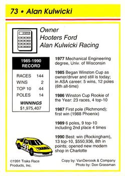 1991 Traks - Glossy #73 Alan Kulwicki's Car Back