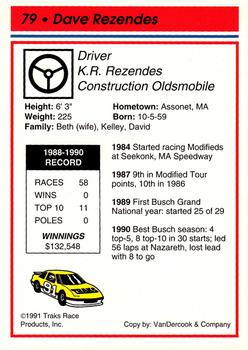 1991 Traks - Glossy #79 Dave Rezendes Back