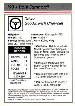1991 Traks - Glossy #190 Dale Earnhardt Back