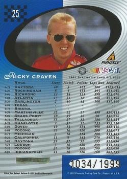 1997 Pinnacle Totally Certified - Platinum Blue #25 Ricky Craven Back