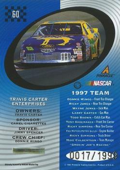 1997 Pinnacle Totally Certified - Platinum Blue #60 Jimmy Spencer's Car Back