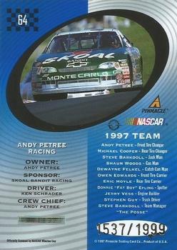 1997 Pinnacle Totally Certified - Platinum Blue #64 Ken Schrader's Car Back