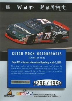 1997 Pinnacle Totally Certified - Platinum Blue #86 Rick Mast's Car Back