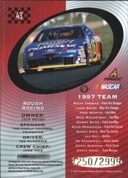 1997 Pinnacle Totally Certified #43 #62 Roush Racing Back