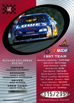 1997 Pinnacle Totally Certified #48 #31 Richard Childress Racing Back