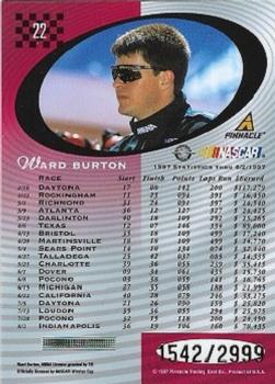 1997 Pinnacle Totally Certified #22 Ward Burton Back