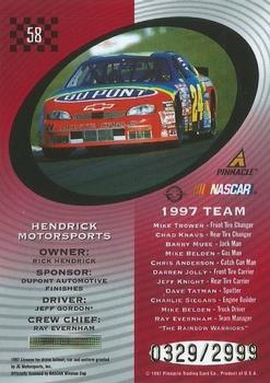 1997 Pinnacle Totally Certified #58 #24 Hendrick Motorsports Back