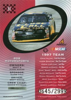 1997 Pinnacle Totally Certified #61 #11 BDR Motorsports Back