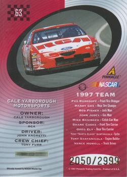 1997 Pinnacle Totally Certified #63 John Andretti's Car Back