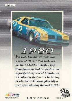 2001 Press Pass VIP - Dale Earnhardt Winston Cup Champion Celebration Foil #DE 2 Dale Earnhardt - 1980 Back
