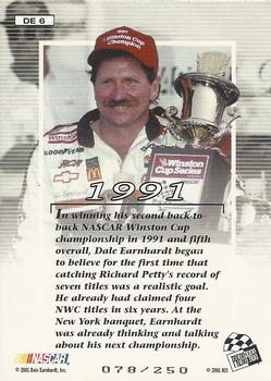 2001 Press Pass VIP - Dale Earnhardt Winston Cup Champion Celebration Foil #DE 6 Dale Earnhardt - 1991 Back