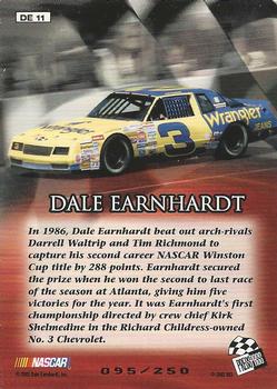 2001 Press Pass Stealth - Dale Earnhardt Championship Season Celebration Foil #DE 11 Dale Earnhardt - 1986 Back