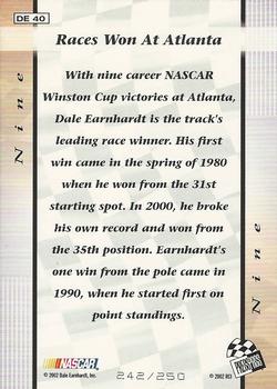 2002 Press Pass Eclipse - Dale Earnhardt By The Numbers Celebration Foil #DE 40 Dale Earnhardt - Nine Back