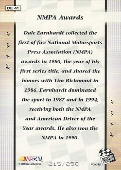 2002 Press Pass Eclipse - Dale Earnhardt By The Numbers Celebration Foil #DE 41 Dale Earnhardt - Five Back