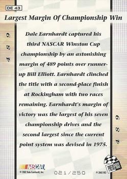 2002 Press Pass Eclipse - Dale Earnhardt By The Numbers Celebration Foil #DE 43 Dale Earnhardt - 489 Back