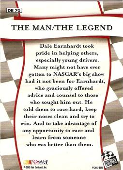 2002 Press Pass VIP - Dale Earnhardt The Man/The Legend #DE 70 Dale Earnhardt Back