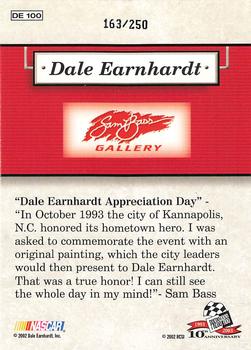 2003 Press Pass - Dale Earnhardt Sam Bass Gallery Celebration Foil #DE 100 Dale Earnhardt Back