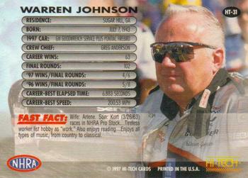 1997 Hi-Tech NHRA - Autographs #HT-31 Warren Johnson Back